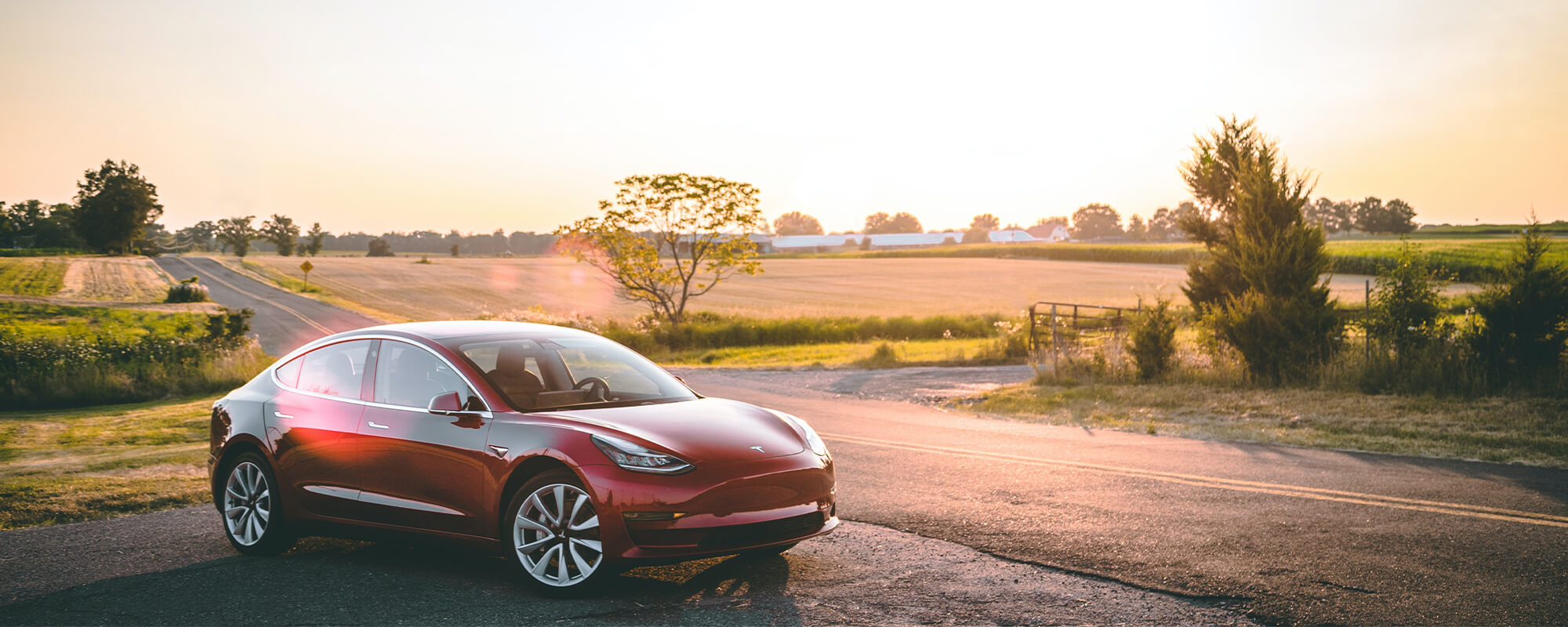 Tesla Model 3 Sunset