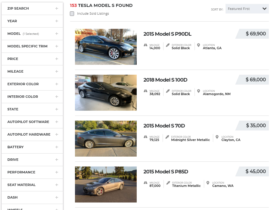 Find My Electric Model S Listings